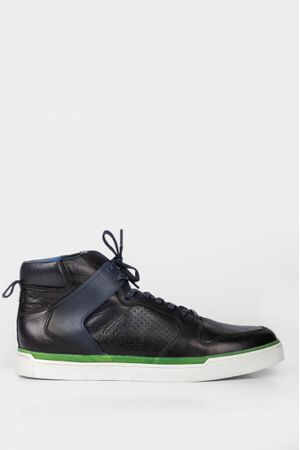 Tenis bold de cuero contrastes