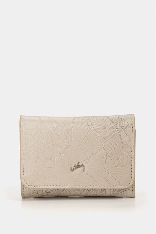 Billetera colory de cuero para mujer grabado placa palmeras