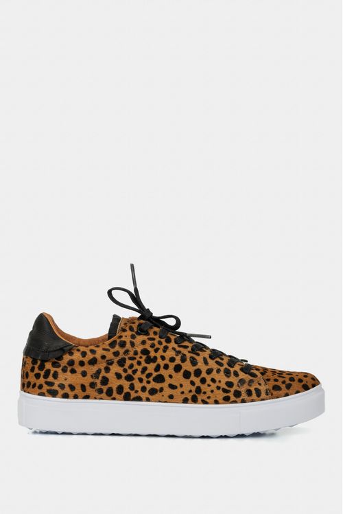 Tenis casuales oda de cuero pelo para mujer suela de caja