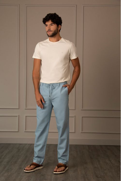 Pantalón chino regular fit de lino para hombre casual