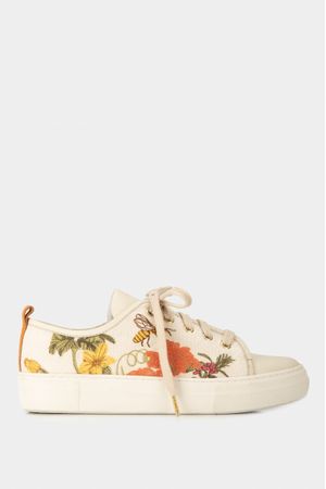 Tenis de cuero para mujer bordado