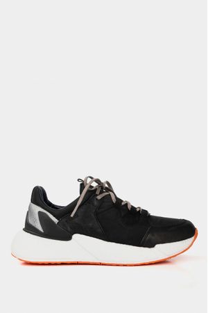 Tenis deportivos levety de cuero por lona para hombre combinación de texturas