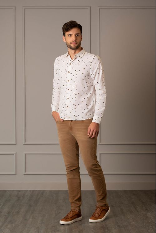 Camisa manga larga aster para hombre estampado abejas