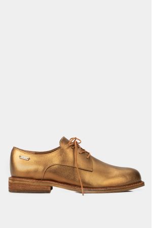 Zapatos cordón almendro de cuero para mujer tipo derby