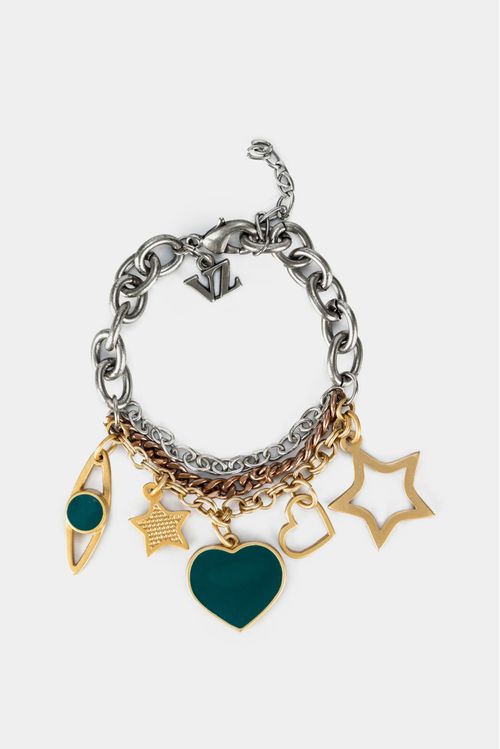 Pulsera para mujer en cadena dijes coloridos