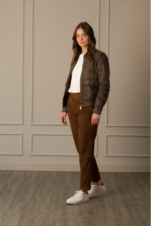 Chaquetas bomber en cuero unisexo vintage