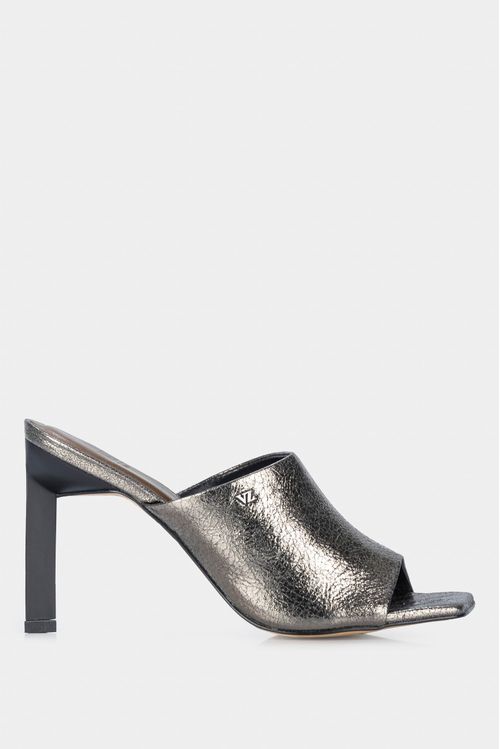 Sandalias tacón ankara en cuero folia para mujer punta cuadrada