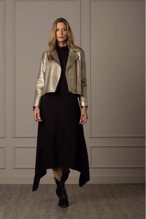 Chaqueta biker Tokio en cuero para mujer efecto metalizado