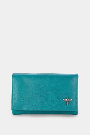 Billetera real de cuero para mujer bolsillo monedero con cremallera Azul Aguamarina