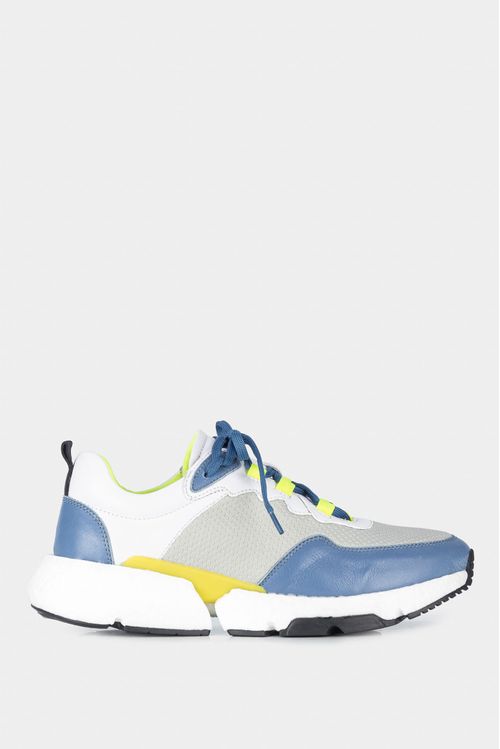 Sneakers citrino de cuero y neopreno para mujer silueta deportiva