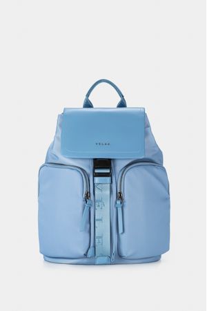 Morral ibiza de cuero y lona en nylon reciclado para mujer cierre con chapa y cordón