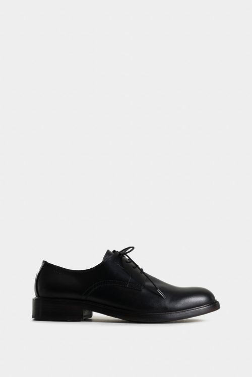 Zapatos cordón lunar de cuero liso para hombre cordón redondo