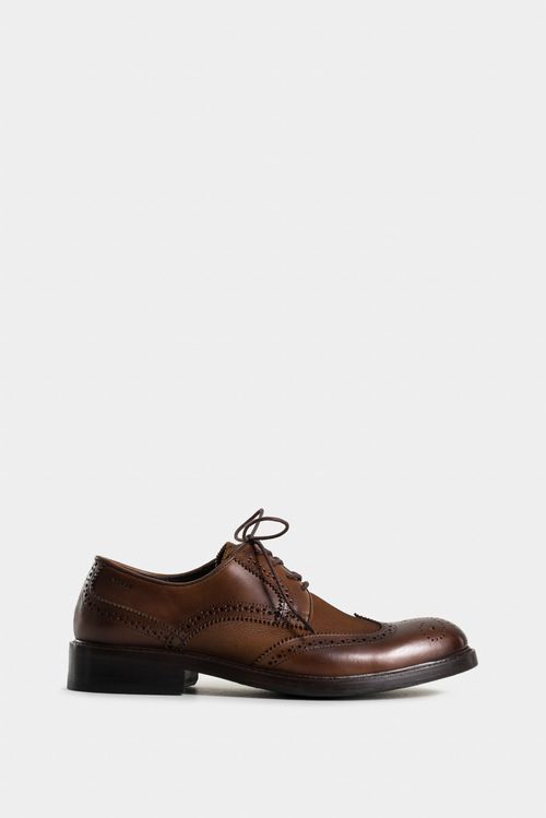 Zapatos cordón solar de cuero para hombre combinación de texturas