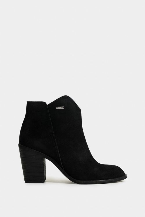 Botines alpha de cuero gamuzado para mujer silueta asimétrica