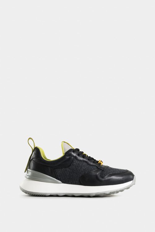 Sneakers mercurio de cuero y lona para mujer silueta urban