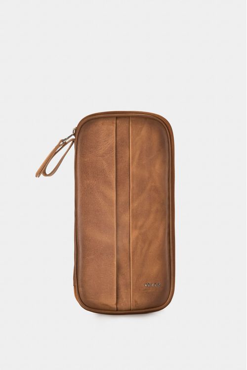 Porta pasaporte de cuero para hombre ibis Miel