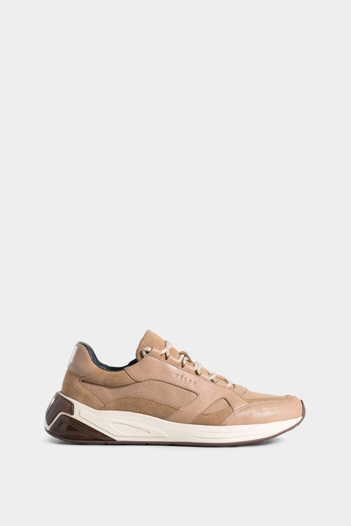Sneakers bombay de cuero liso y gamuzado para hombre vira en talón