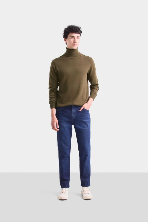 Jean ontario de algodón y elastano para hombre detalles cuero