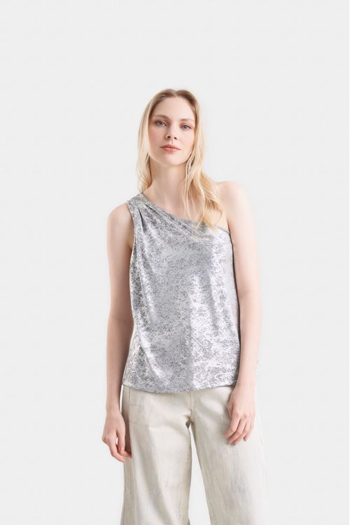 Camiseta calas en tejido de punto para mujer efecto drapeado
