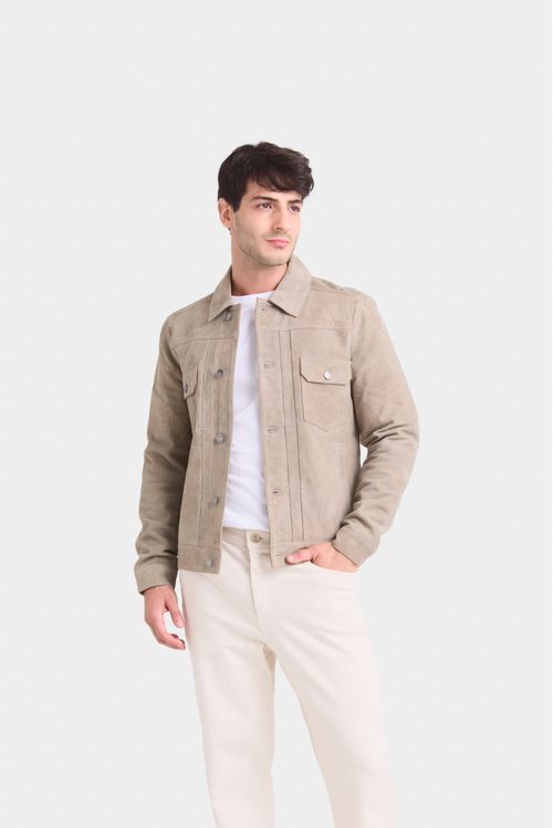 Chaqueta zambeze de gamuza para hombre cuello camisero