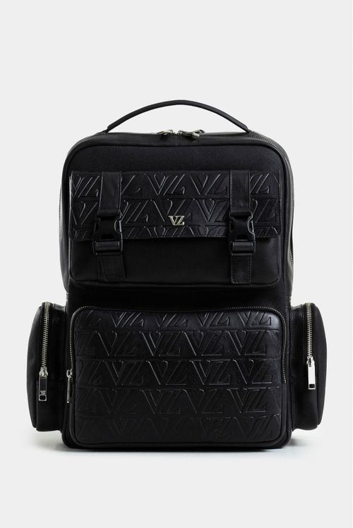 Mochila print de cuero y lona para hombre monogram