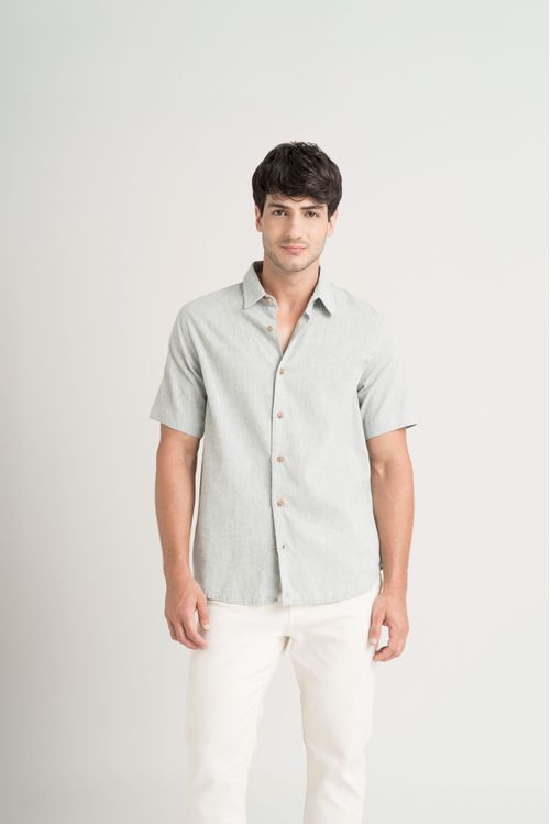 Camisa semi lino caribe para hombre manga corta