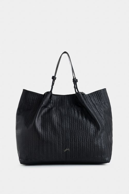Shopping tachete de cuero grabado para mujer doble manija