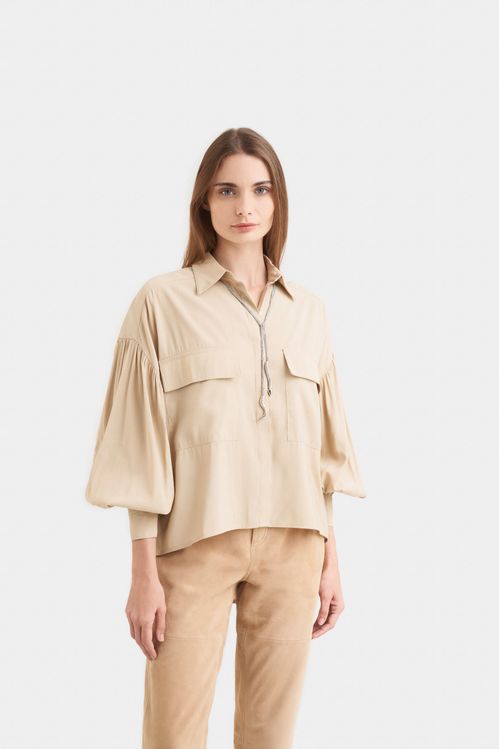 Camisa oversized utilitaria ágata para mujer manga larga