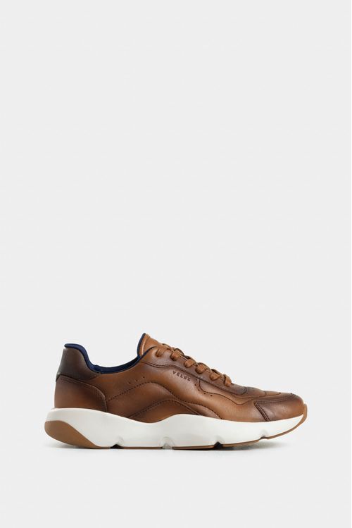 Sneakers luster de cuero para hombre suela bicolor