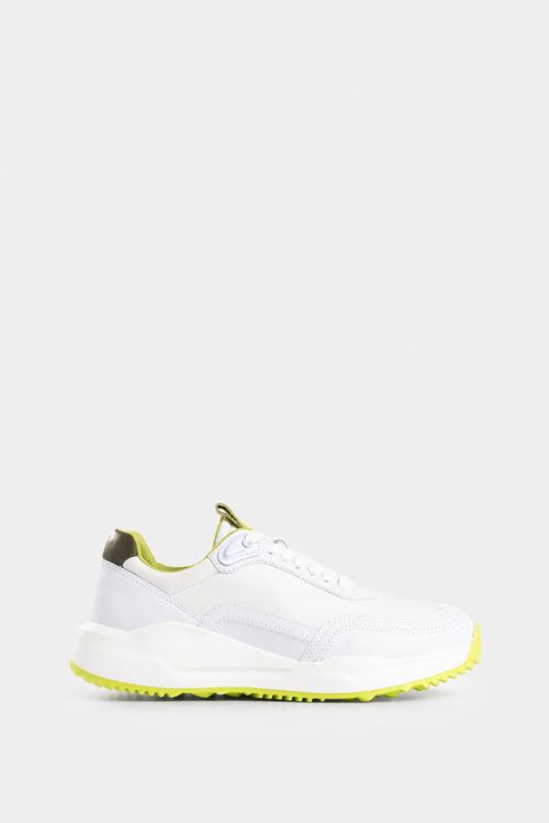 Sneakers urban dinora en lona con cuero para mujer contraste