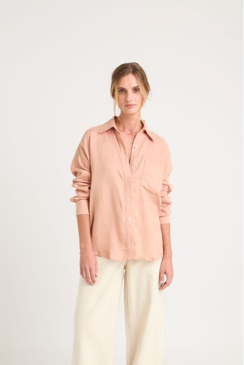 Camisa aurora en lino para mujer oversized