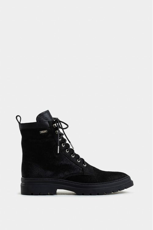 Botines paraíso de cuero pelo para mujer silueta militar