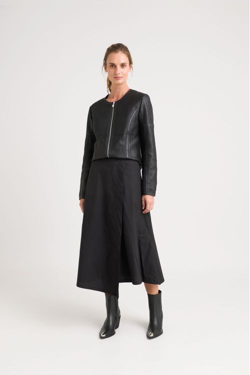 Falda orquídea en tejido plano para mujer cruce asimétrico