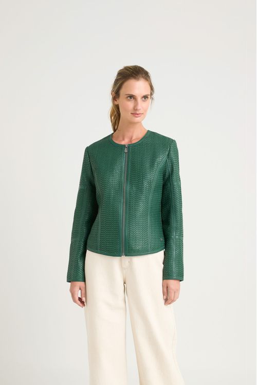 Chaqueta woven de cuero