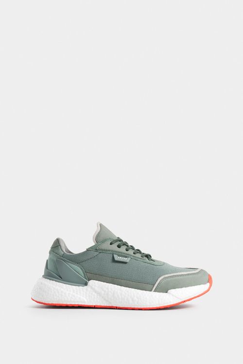 Sneakers bolet de cuero y lona para hombre marcación goma