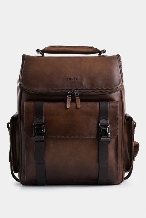 Mochila archaeology de cuero semi brillante para hombre ajuste chapas