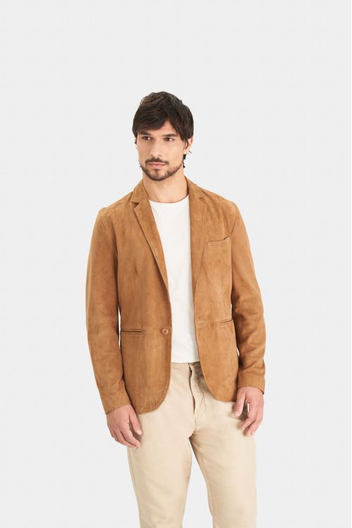 Blazer niger de gamuza para hombre fit semi ajustado Miel