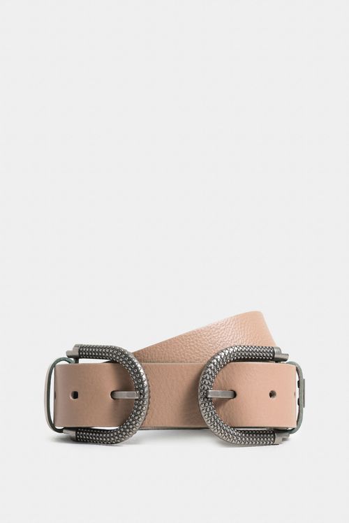 Cinturón unifaz bolet de cuero para mujer hebilla texturizada
