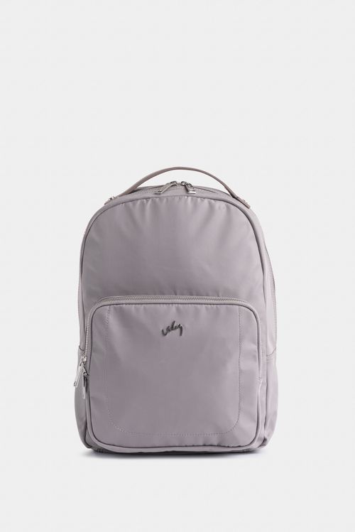 Mochila Púrpura de lona para mujer manija cuero