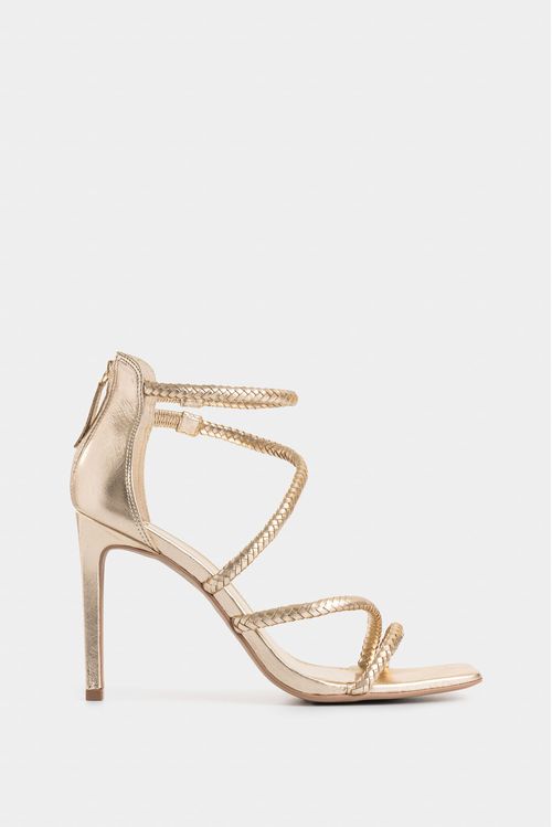 Sandalia tacón de cuero folia para mujer strap trenzada