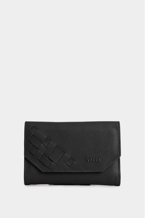 Billetera Bravo de cuero para mujer detalle tejido
