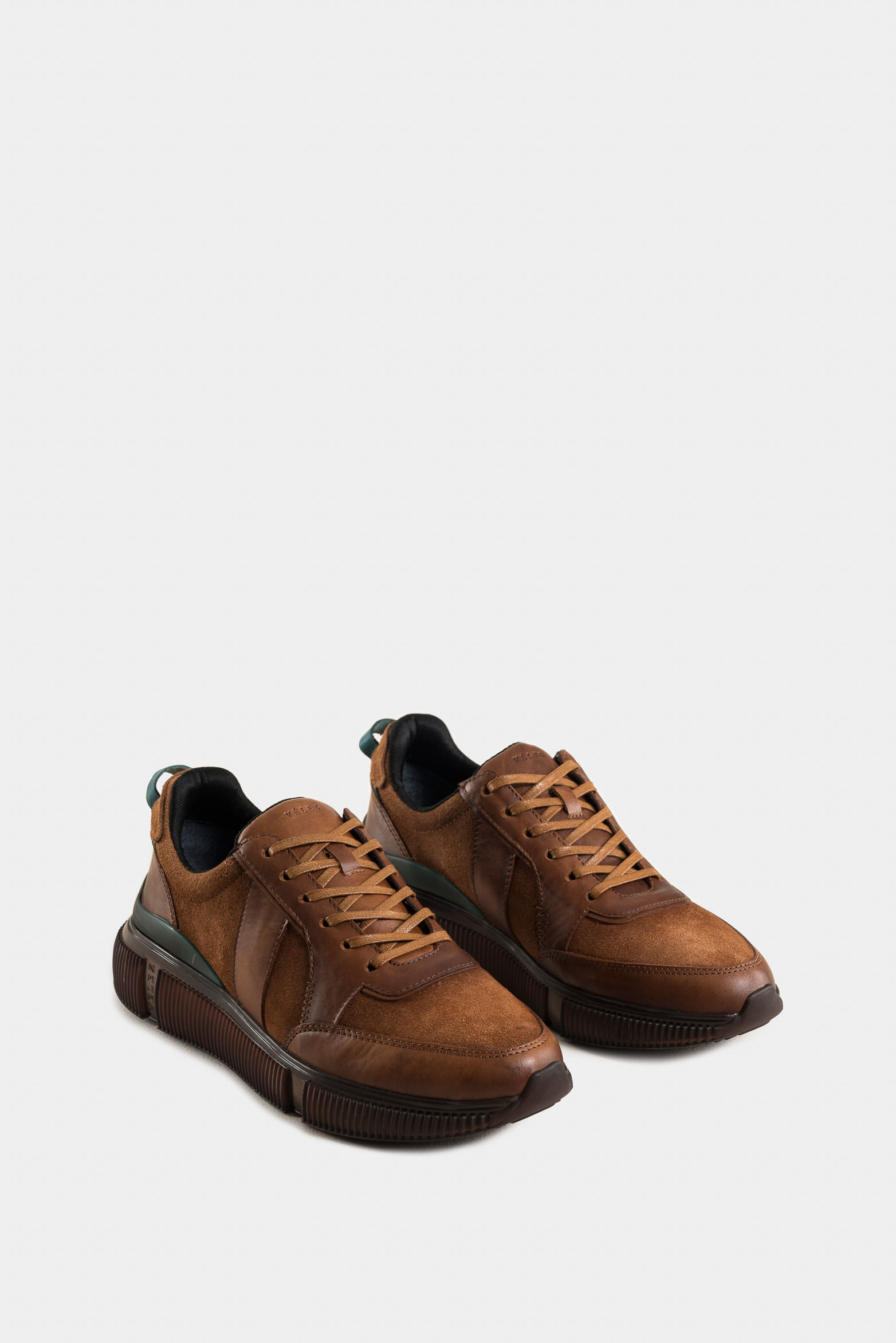 Sneakers halo de cuero liso y de textura gamuzada para hombre silueta deportiva-1737758317623