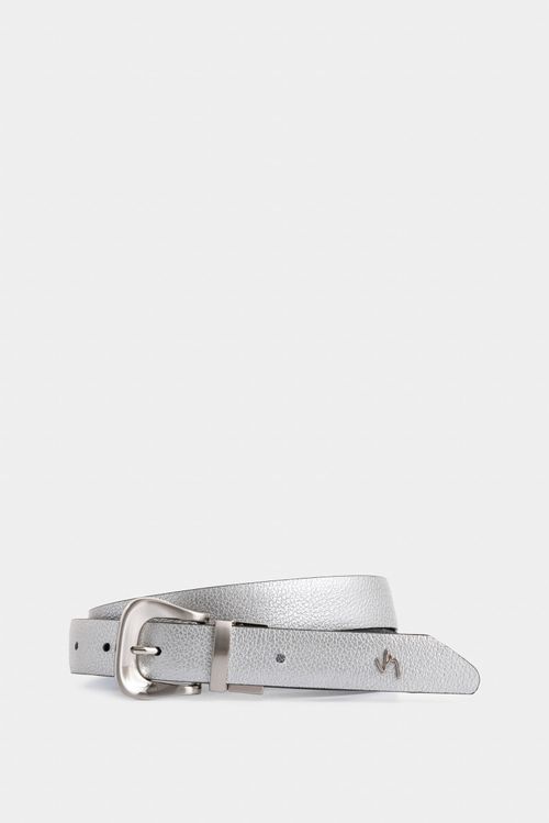 Cinturón doble faz Black Libertad de cuero grano Plata