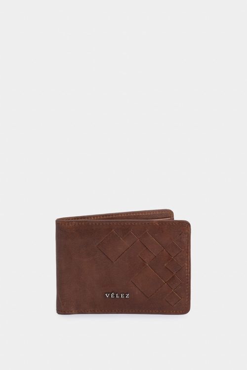 Billetera Lyra de cuero para hombre detalle tejido