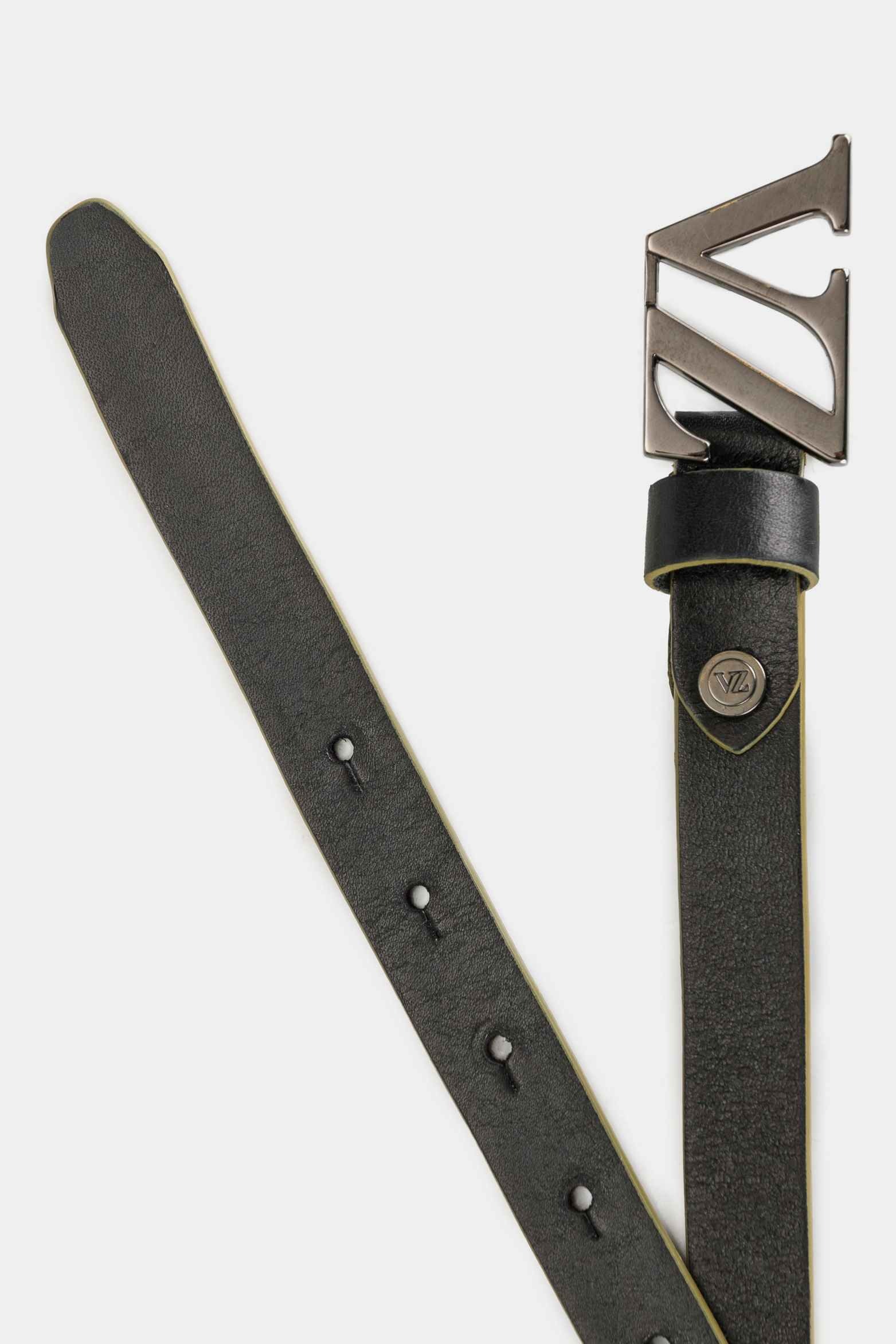 Cinturón unifaz monograma de cuero para mujer chapa VZ-1741913538334