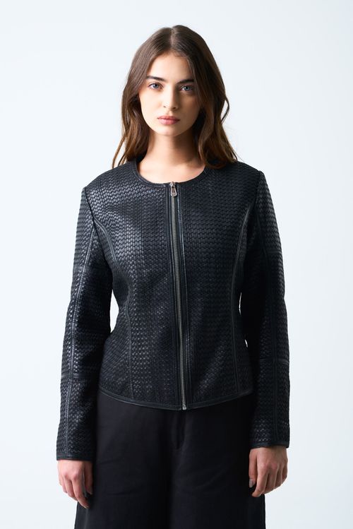 Chaqueta woven de cuero