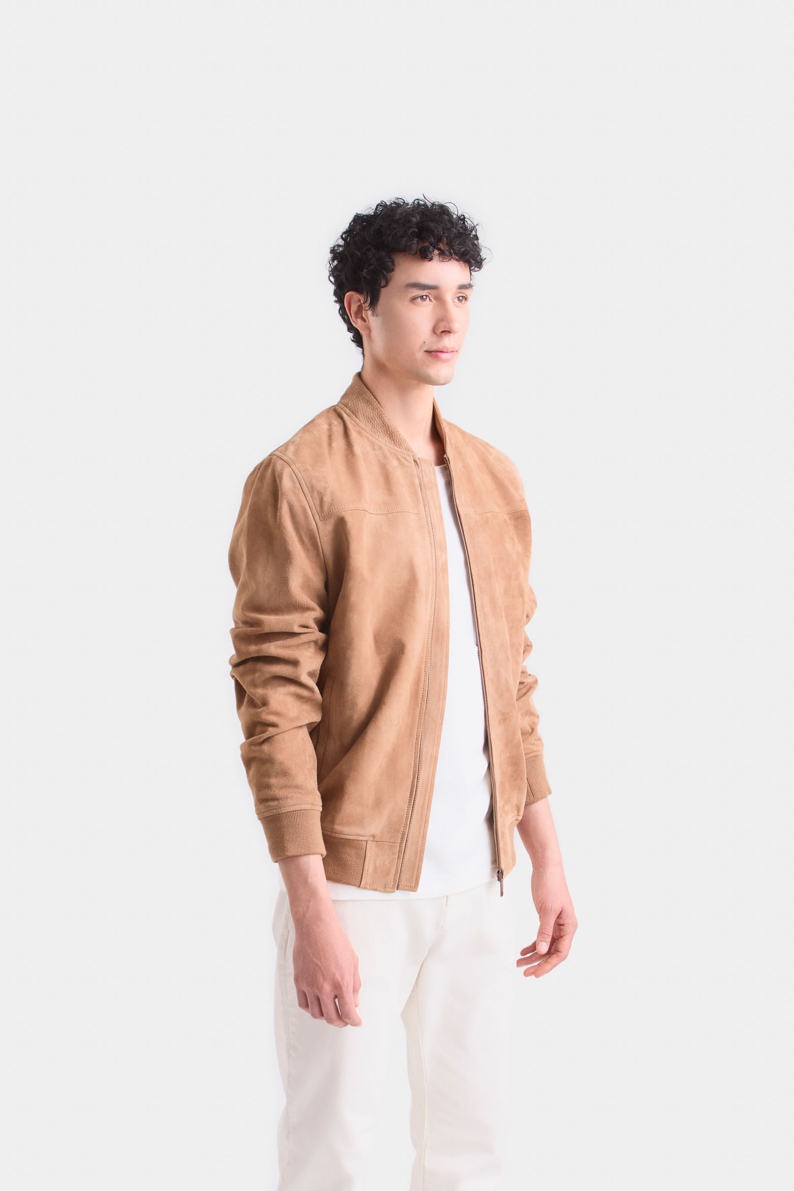 Chaqueta bomber helios de cuero gamuza para hombre silueta liviana-1743630387765