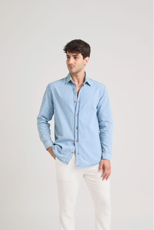 Camisa obi 2 de algodón para hombre cuello en cuero