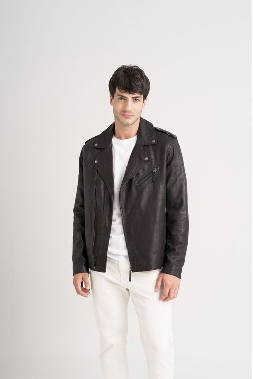 Chaqueta biker Capri de cuero para hombre semi ajustada