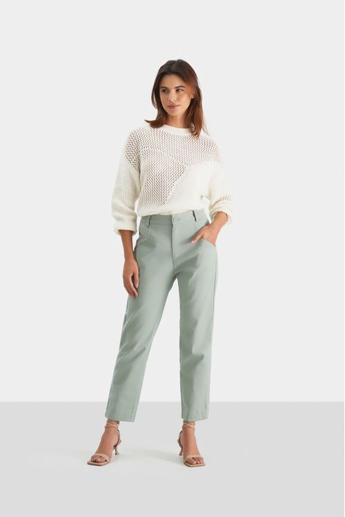 Pantalón izar tejido plano para mujer fit semi ajustado